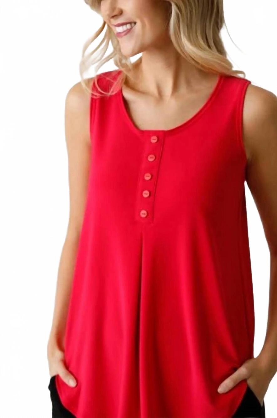 NEW SYMPLI sleeveless diva henley top in watermelon